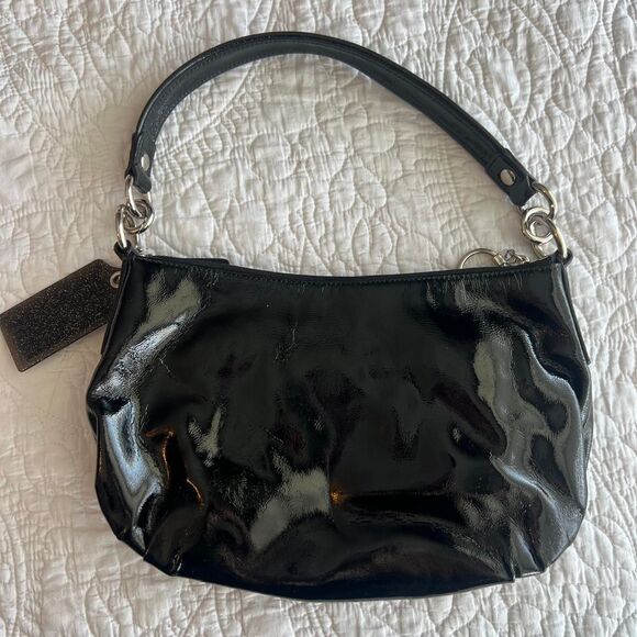 Coach Poppy Black Patent Leather Shoulder Bag/Crossbody Bag - Picture 5 of 7